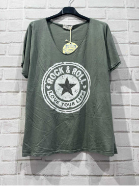 T-shirt couleur col V...