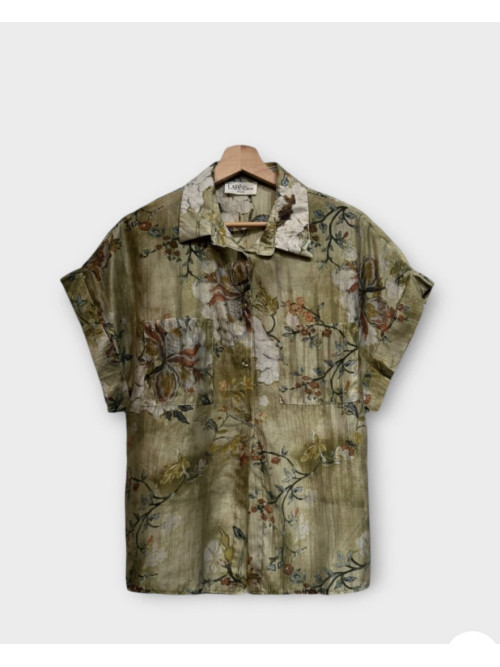 Chemise imprimée fleurie effet soie