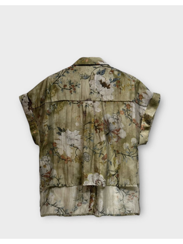 Chemise imprimée fleurie effet soie