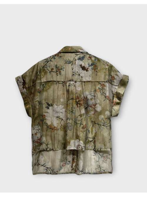 Chemise imprimée fleurie effet soie