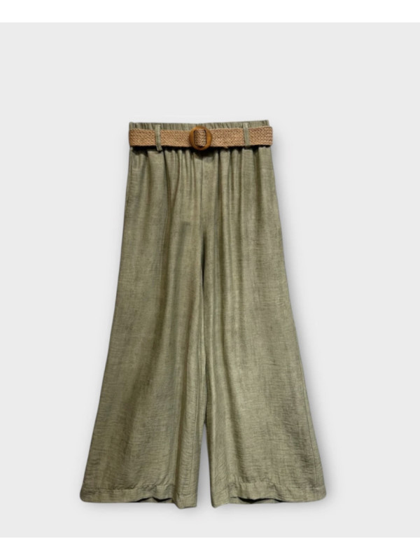 Pantalon large fluide ceinture style boheme