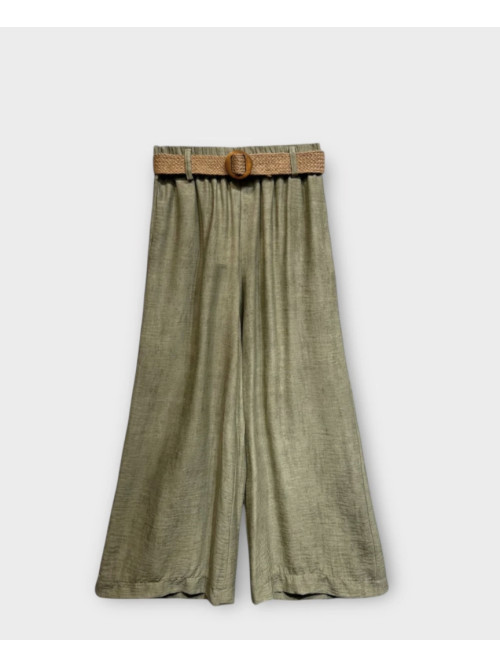 Pantalon large fluide ceinture style boheme