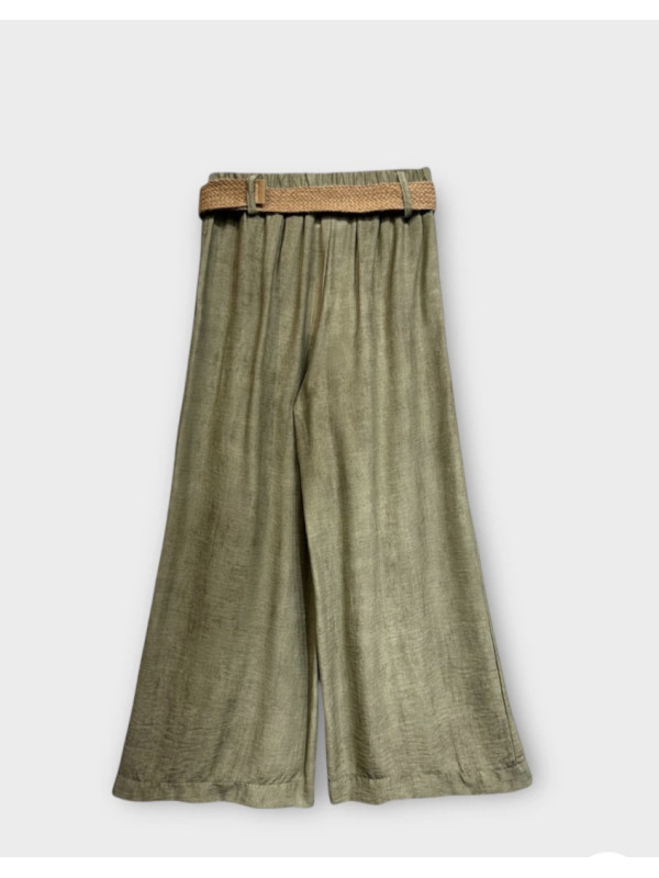 Pantalon large fluide ceinture style boheme