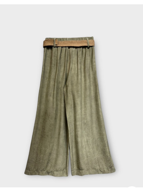 Pantalon large fluide ceinture style boheme
