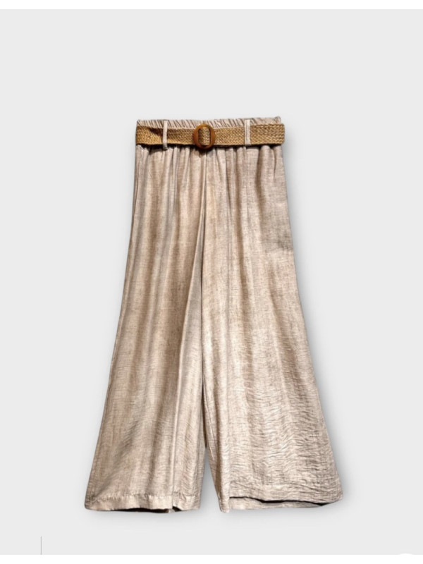 Pantalon large fluide ceinture style boheme