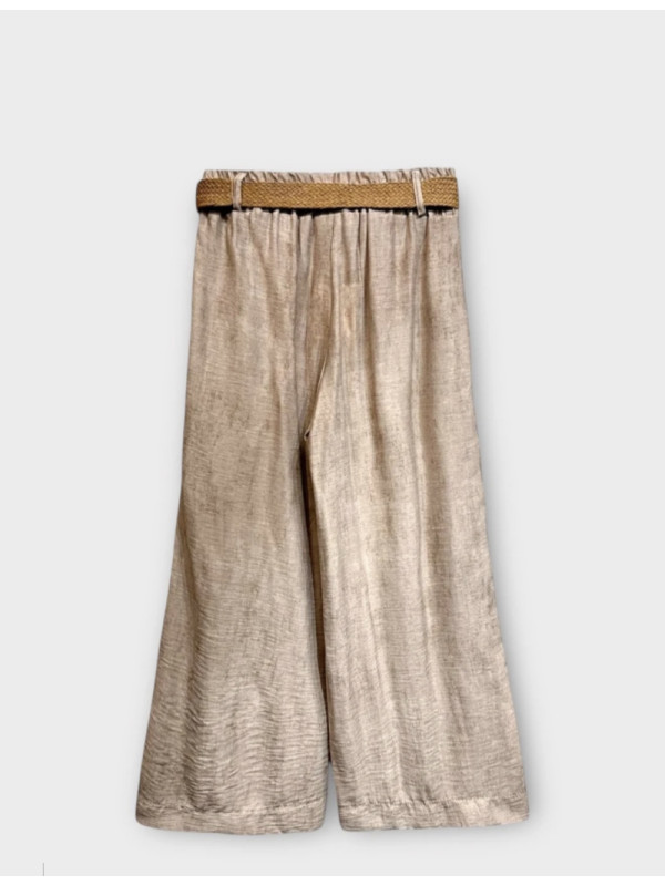 Pantalon large fluide ceinture style boheme