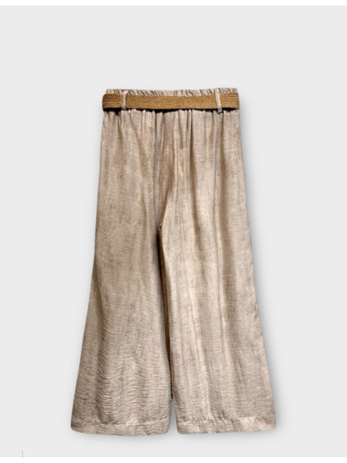 Pantalon large fluide ceinture style boheme