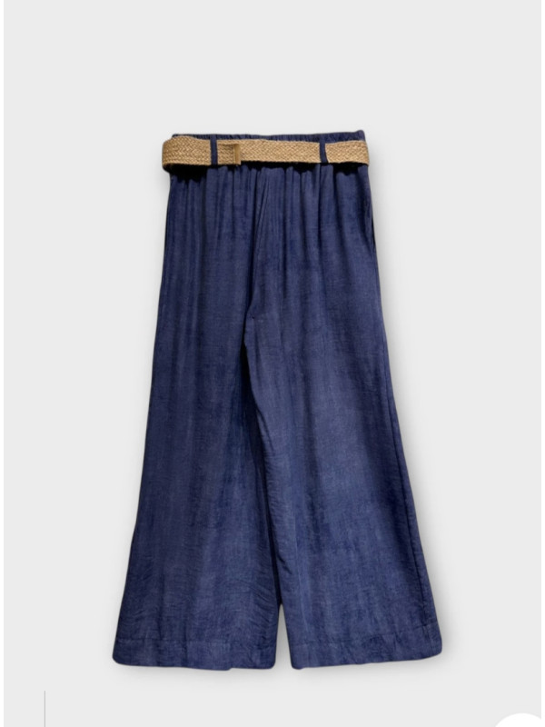 Pantalon large fluide ceinture style boheme