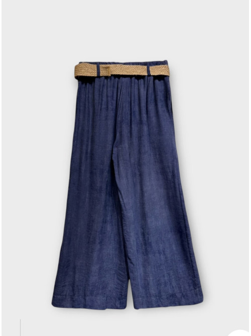 Pantalon large fluide ceinture style boheme