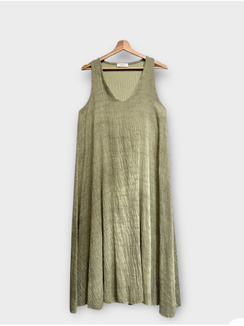 Robe longue fluide col v sans manches boheme