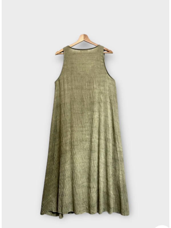 Robe longue fluide col v sans manches boheme