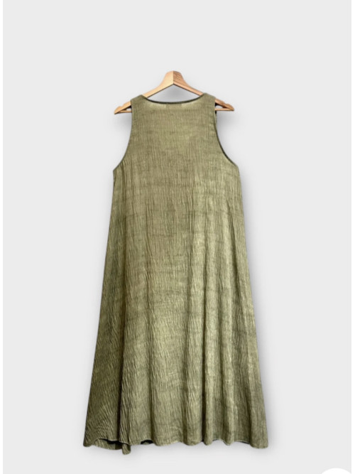 Robe longue fluide col v sans manches boheme