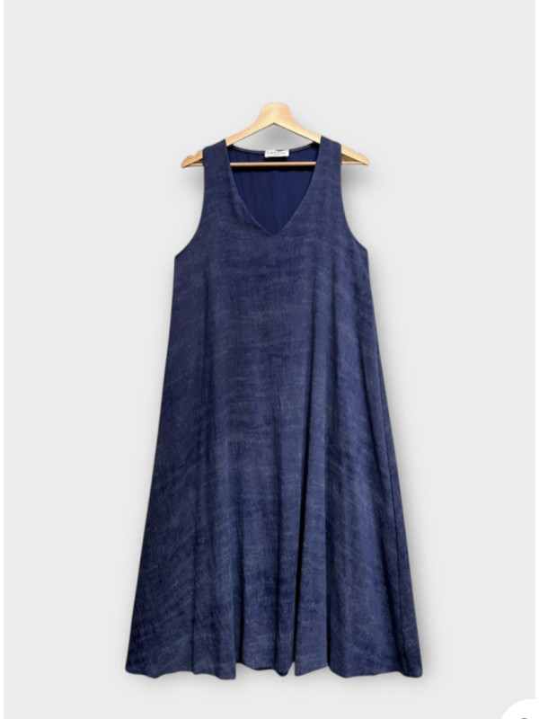Robe longue fluide col v sans manches boheme
