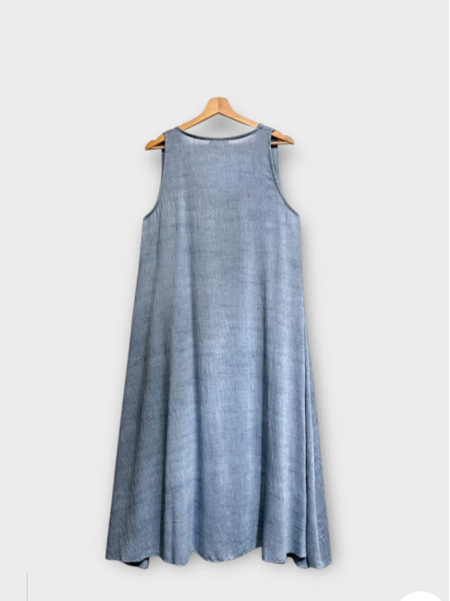 Robe longue fluide col v sans manches boheme