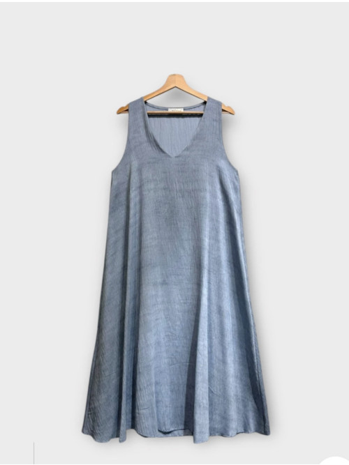 Robe longue fluide col v sans manches boheme
