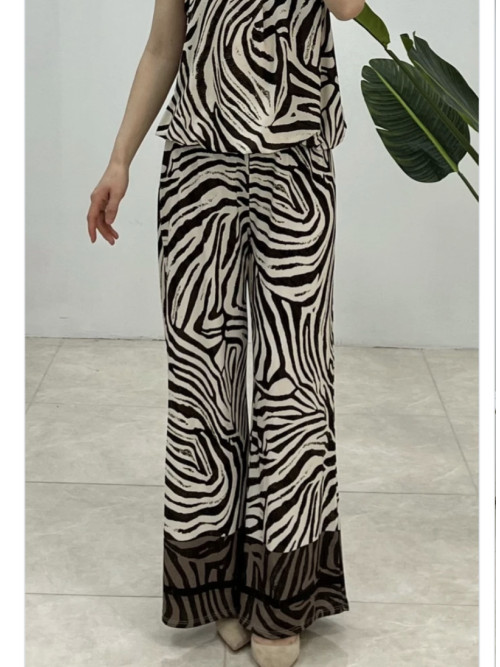 Pantalon large et fluide imprimé zèbre