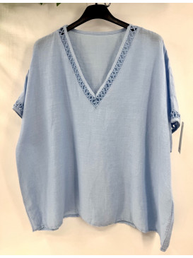 TOP OVERSIZED COL V MANCHE...