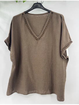 TOP OVERSIZED COL V MANCHE...