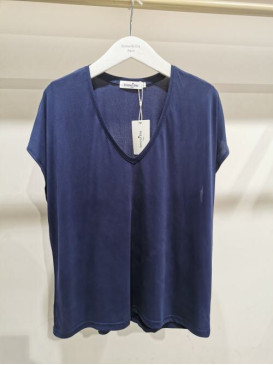 Top col v fluide - Bleu Marine