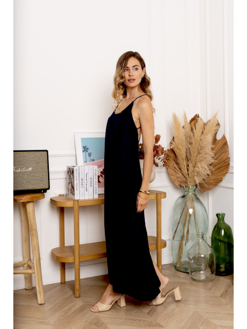 Robe longue fluide dos nu fines bretelles