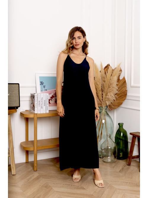 Robe longue fluide dos nu fines bretelles