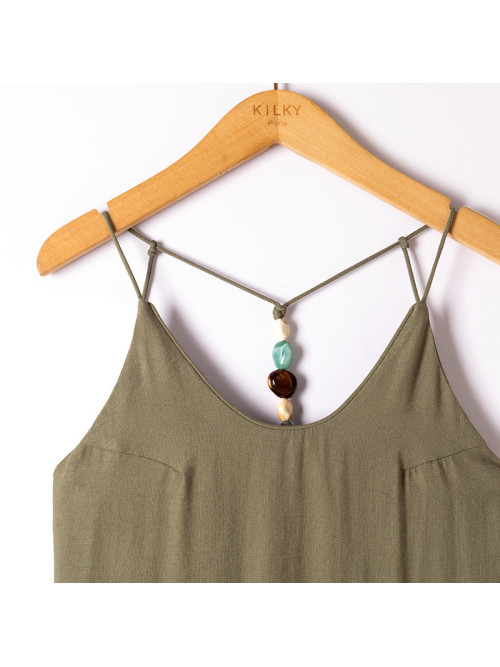 Robe longue fluide dos nu fines bretelles