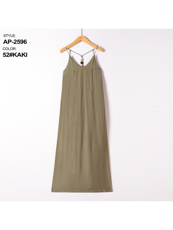 Robe longue fluide dos nu  fines bretelles