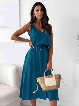 Robe longue fluide col V...