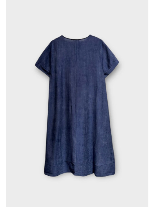Robe longue fluide col rond manches courtes bohème