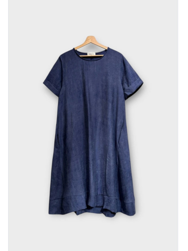 Robe longue fluide col rond manches courtes bohème