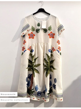 Robe midi col rond manches...