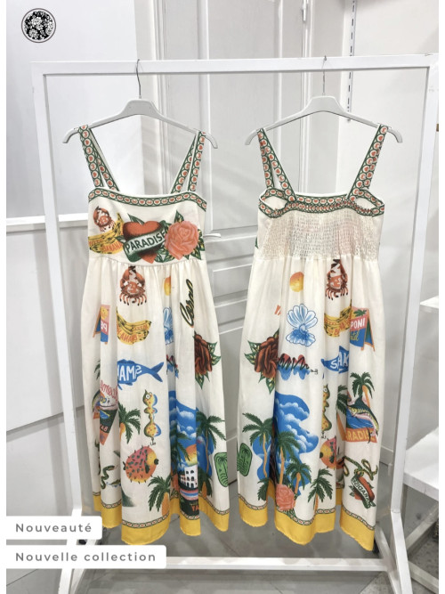 Robe imprimée fleurs à fines bretelles