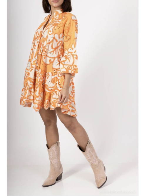 Robe courte à volants imprimé estival