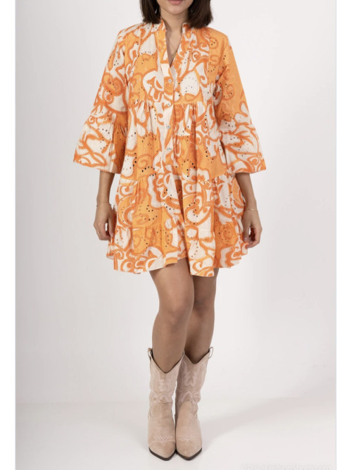 Robe courte à volants imprimé estival