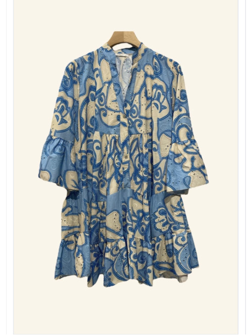 Robe courte à volants imprimé estival