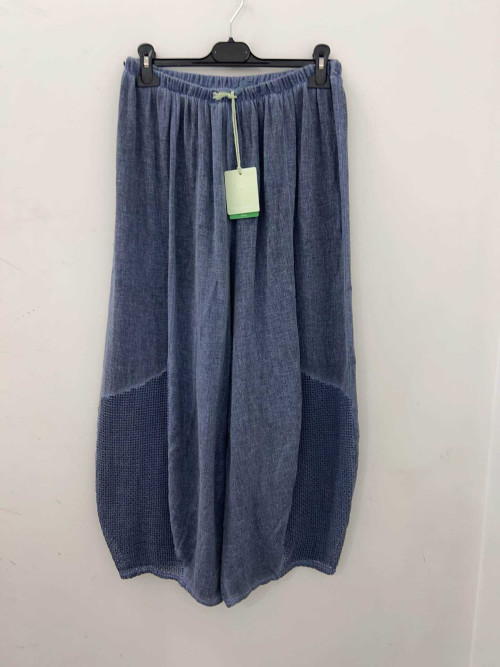 Pantalon large ajoure en bas