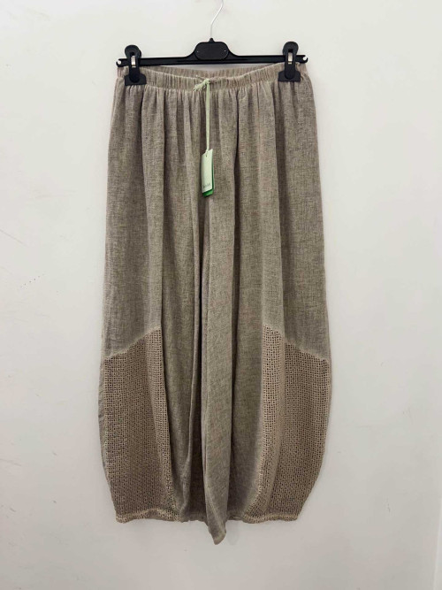 Pantalon large ajoure en bas