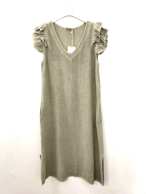 Robe longue col V et mancherons