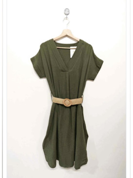Robe midi en gaze de coton...