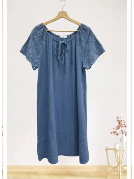 Robe midi en gaze de coton...