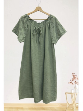 Robe midi en gaze de coton...