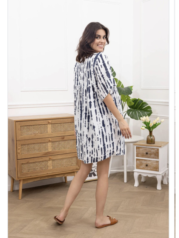 Robe Tie & Die en gaze de coton manches courtes