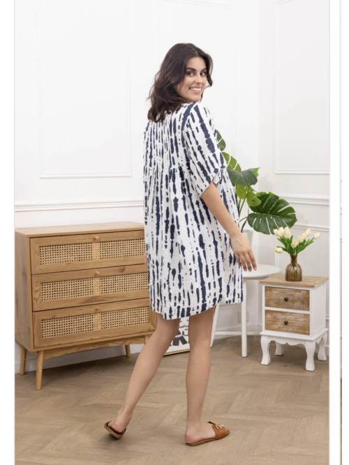 Robe Tie & Die en gaze de coton manches courtes