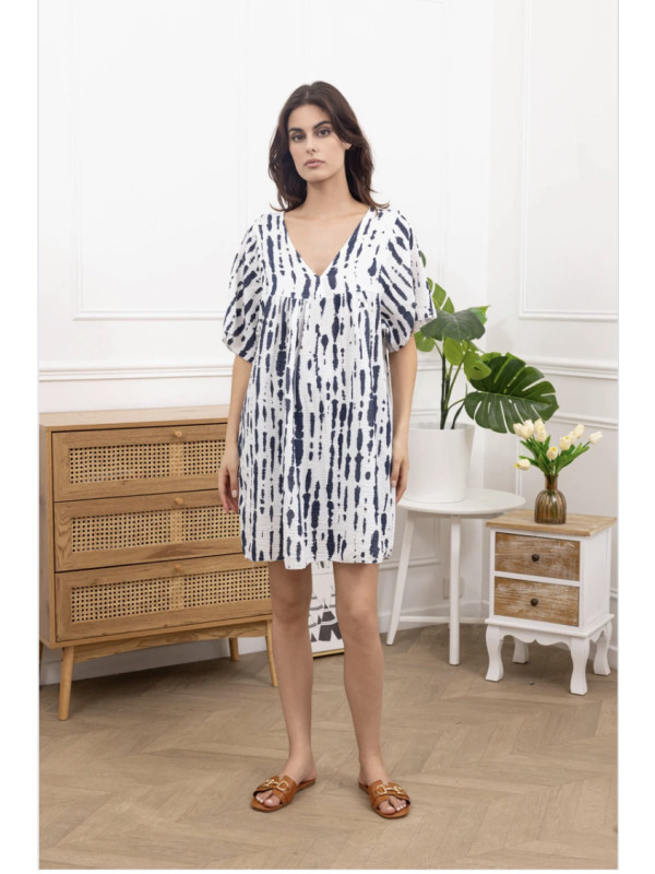 Robe Tie & Die en gaze de coton manches courtes