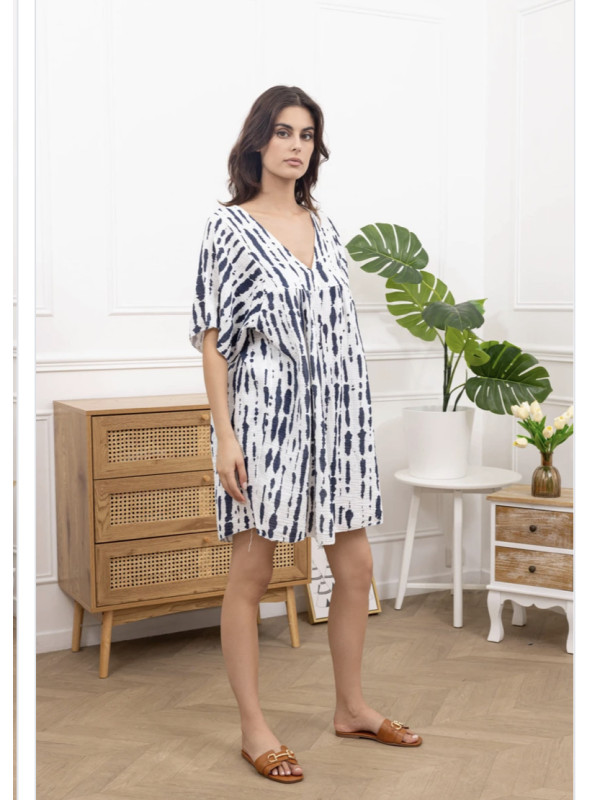 Robe Tie & Die en gaze de coton manches courtes