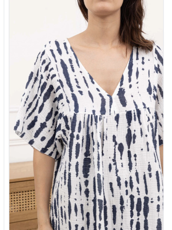 Robe Tie & Die en gaze de coton manches courtes