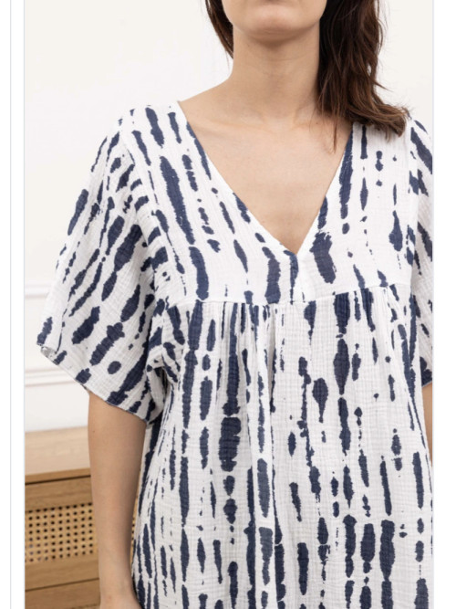 Robe Tie & Die en gaze de coton manches courtes