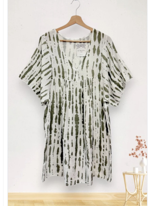 Robe Tie & Die en gaze de coton manches courtes