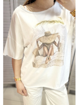 T-shirt oversized imprimé...