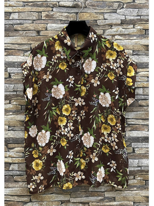 Chemisier voile imprimé floral manches courtes